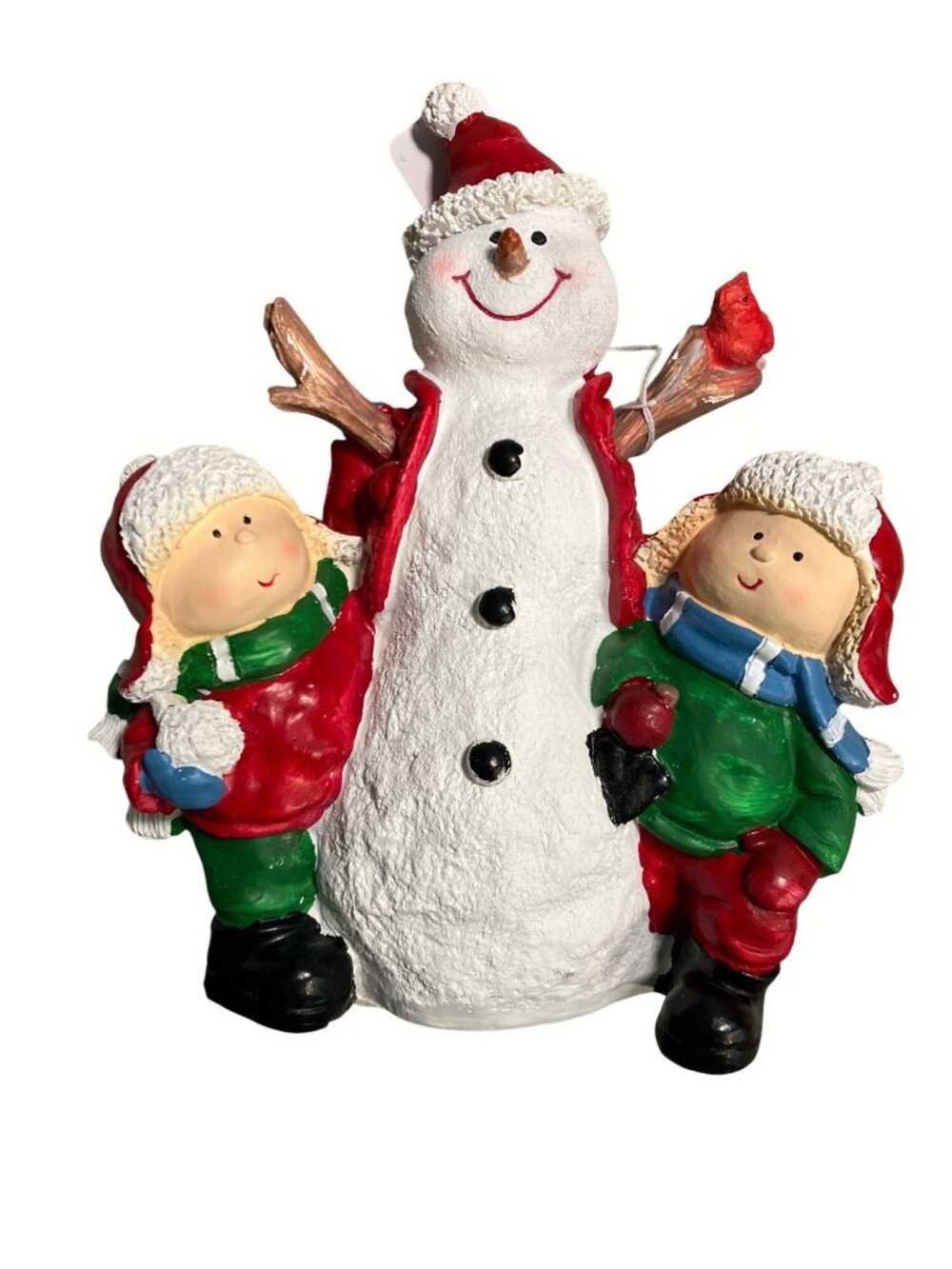 Transpac Resin Snowman And Kids Christmas Figurine